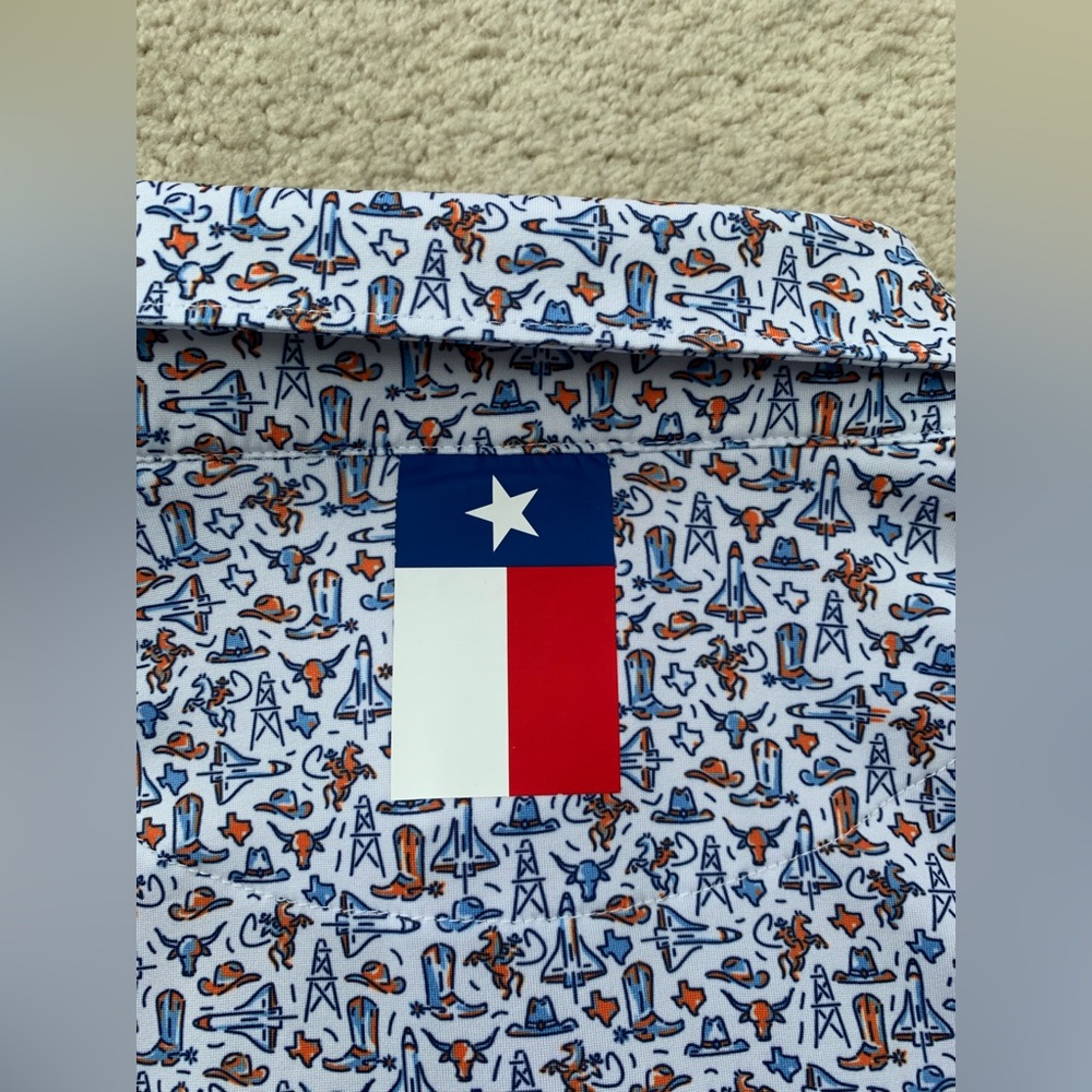 Rhoback Mens Large The Houston Texas Space Shuttle Western Performance Golf Polo - Picture 9 of 12